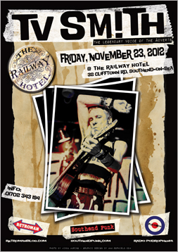 TV Smith The Railway Hotel Southend on Sea, Novembre 2012, Poster design by Sophie Lo